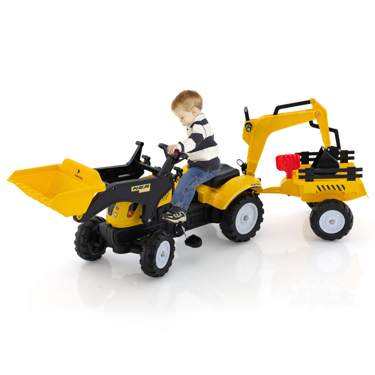 Children Outdoor Toys Pedal Tractor for 3-6 year old kids, Yellow/ Green