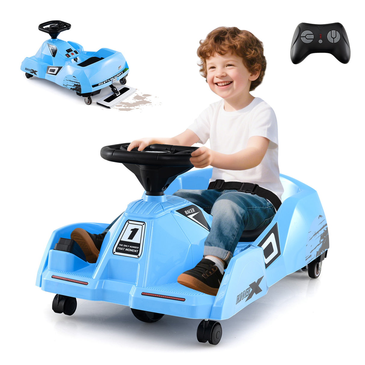 Electric Cleaning Go Kart, Battery Powered Go Cart Clean Car for Boys & Girls 2-5 Years Old
