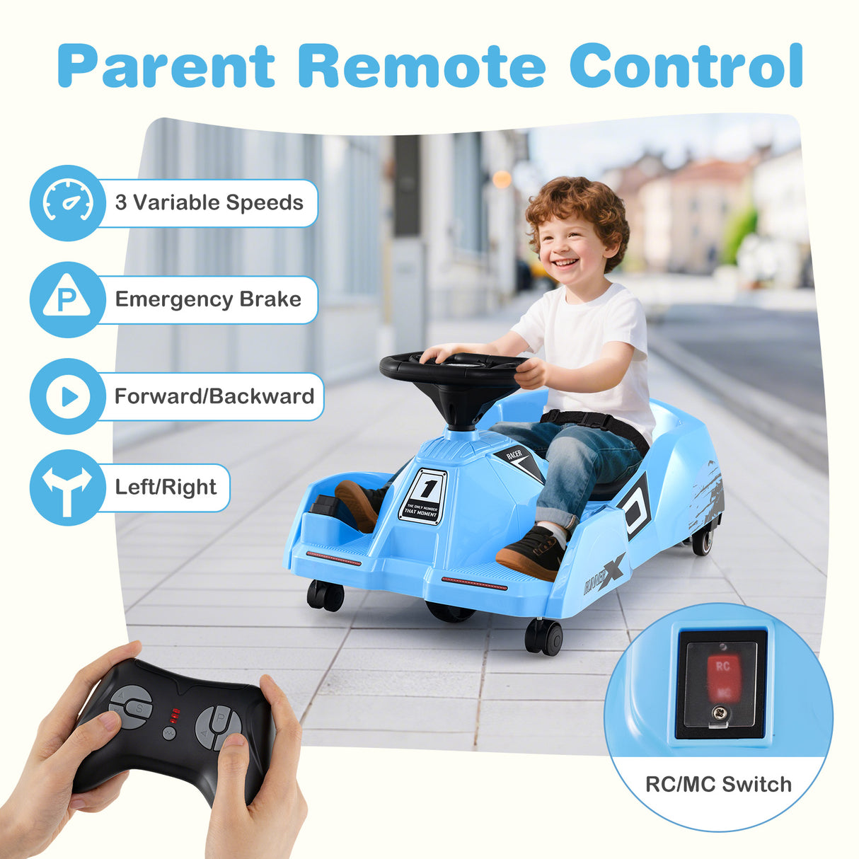 Electric Cleaning Go Kart, Battery Powered Go Cart Clean Car for Boys & Girls 2-5 Years Old