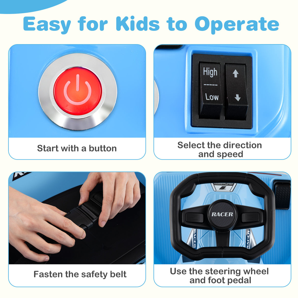 Electric Cleaning Go Kart, Battery Powered Go Cart Clean Car for Boys & Girls 2-5 Years Old