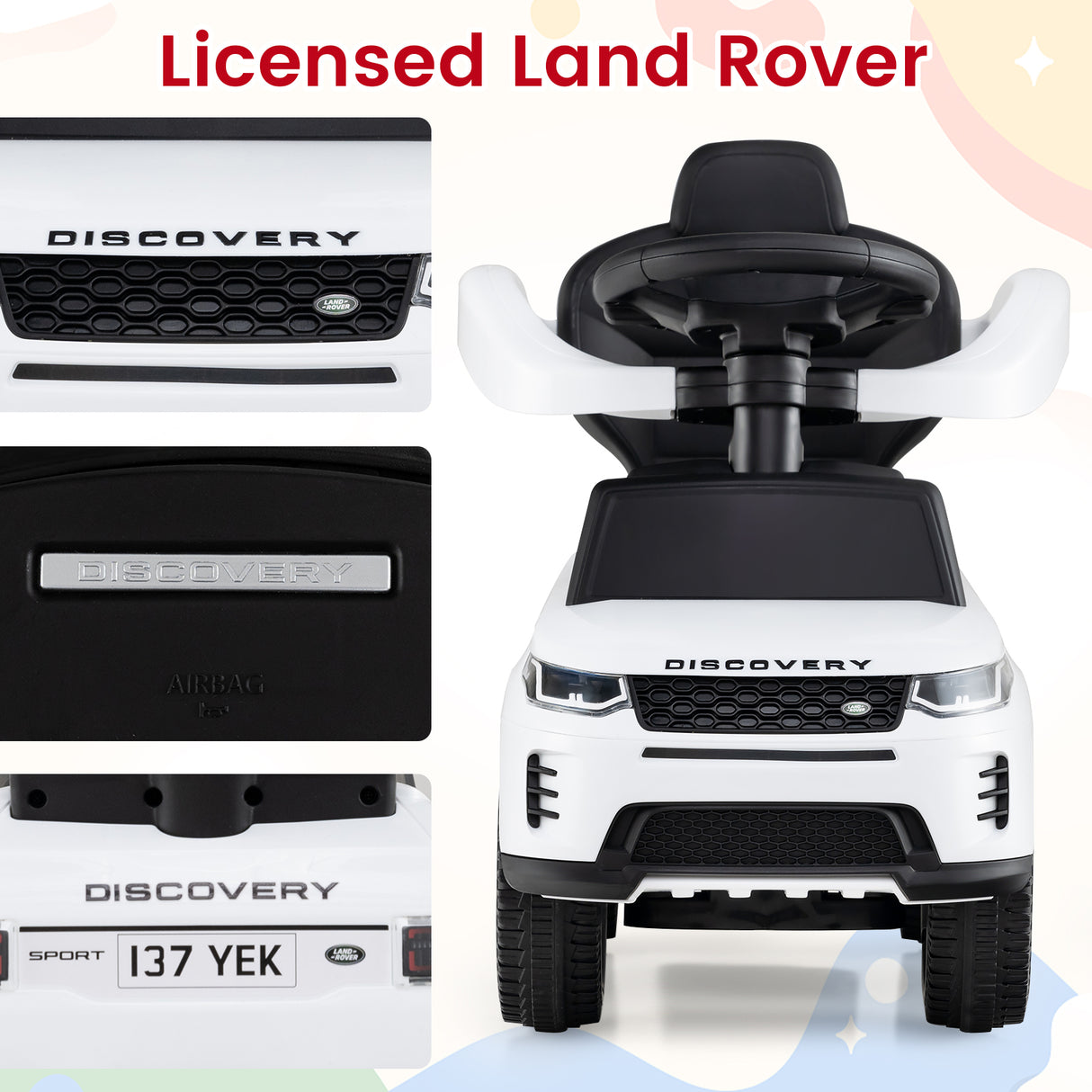 3 in 1 Push Car for Toddlers, Licensed Land Rover Discovery Ride on Toy