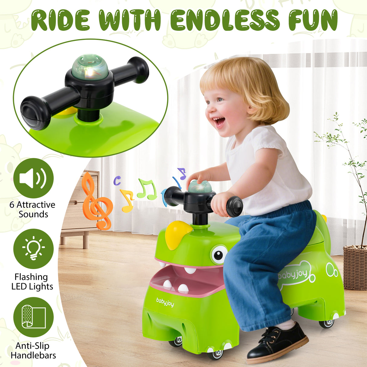 Toddler Ride on Toy, Sit to Stand Riding Racer, Gift for Boys & Girls 18+ Months Old