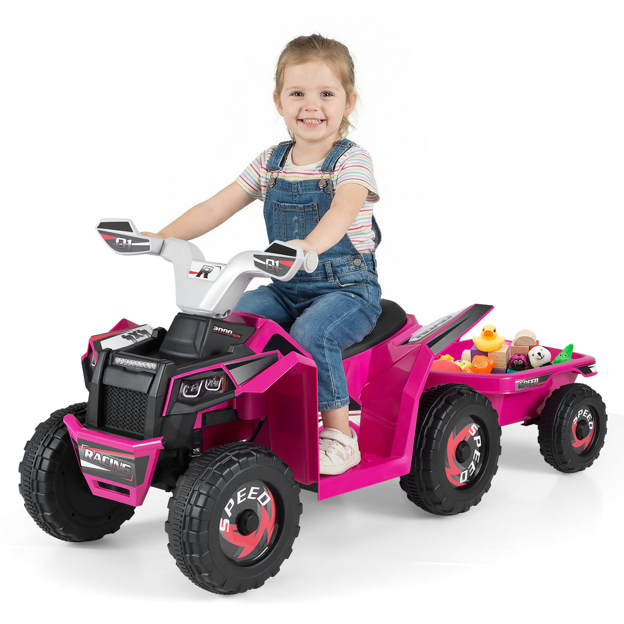 6V Kids Electric ATV Car with Removable Back Trailer
