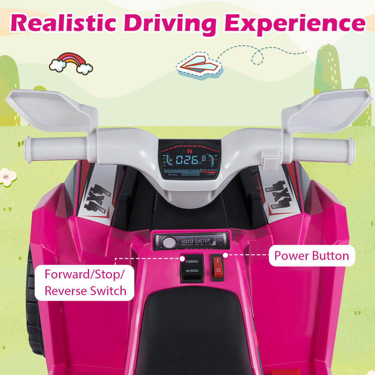 6V Kids Electric ATV Car with Removable Back Trailer