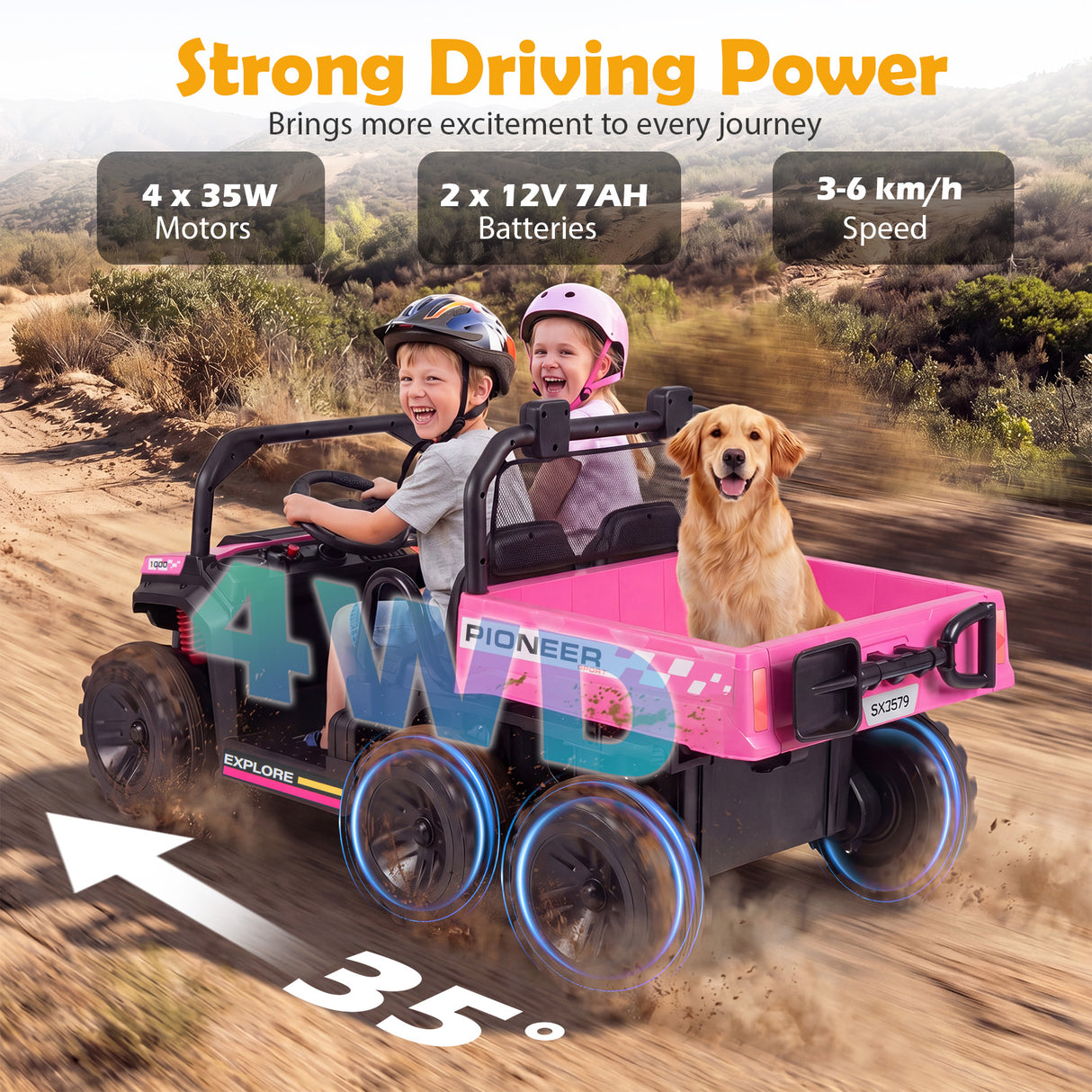 24V 2-Seater Ride on Dump Truck, 4WD Kids Ride on Car