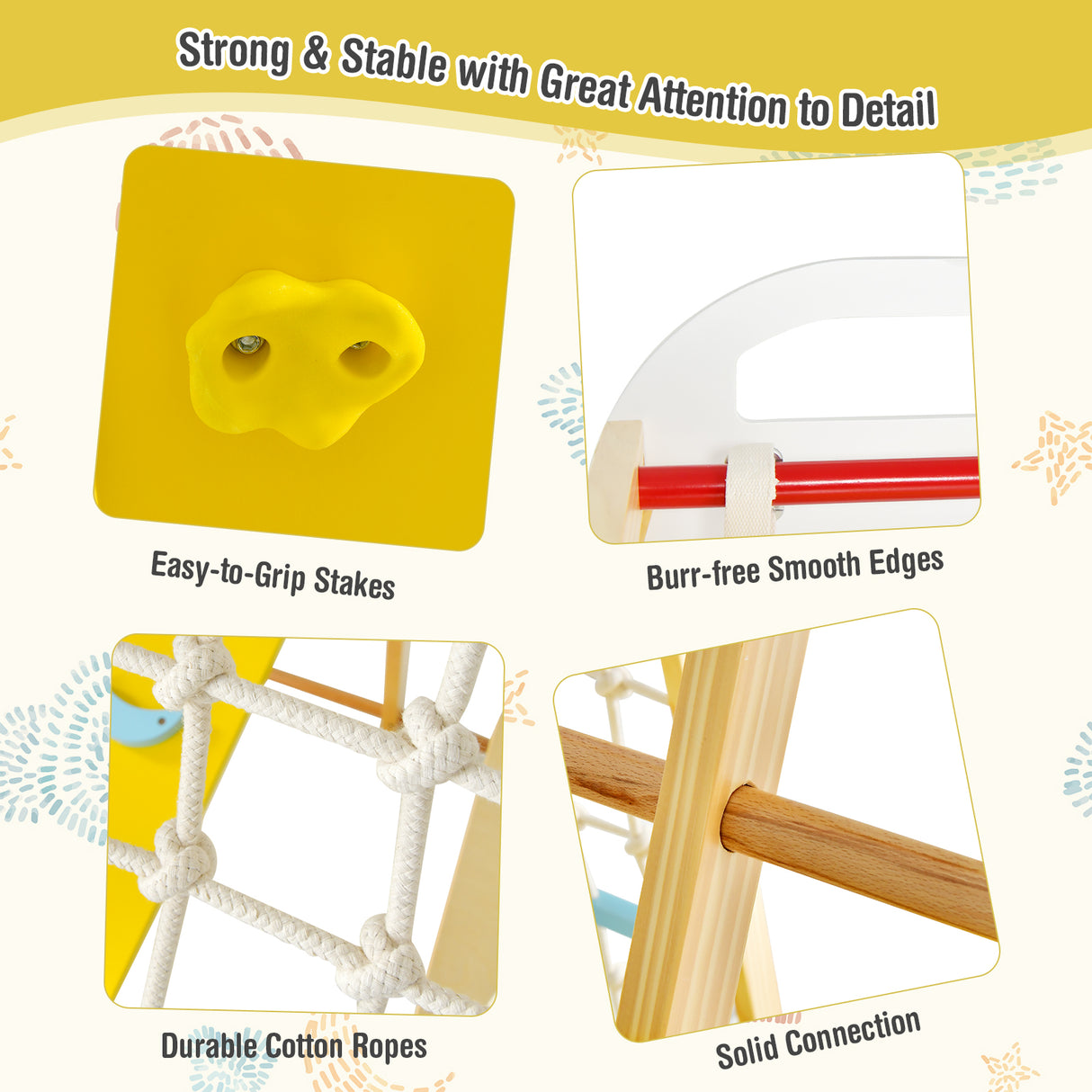 8-in-1 Jungle Gym Playset, Wooden Climber Play Set w/ Monkey Bars