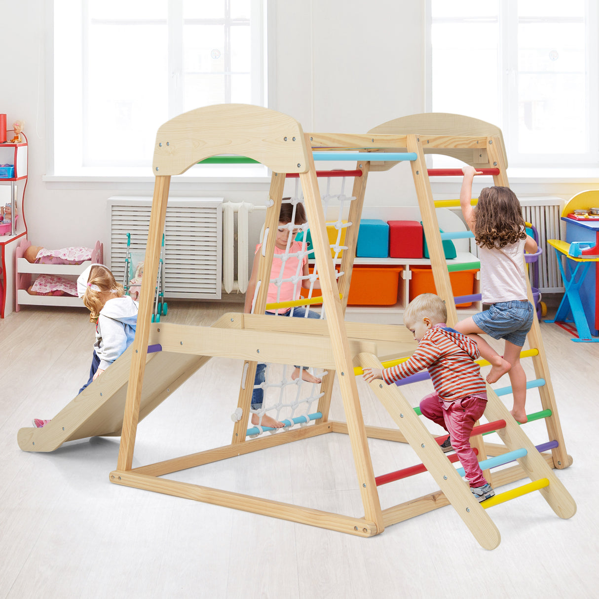 HONEY JOY 6-in-1 Indoor Jungle Gym Climber