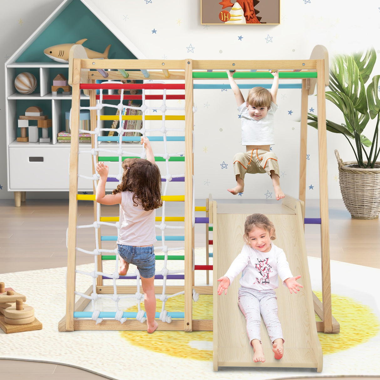 HONEY JOY 6-in-1 Indoor Jungle Gym Climber
