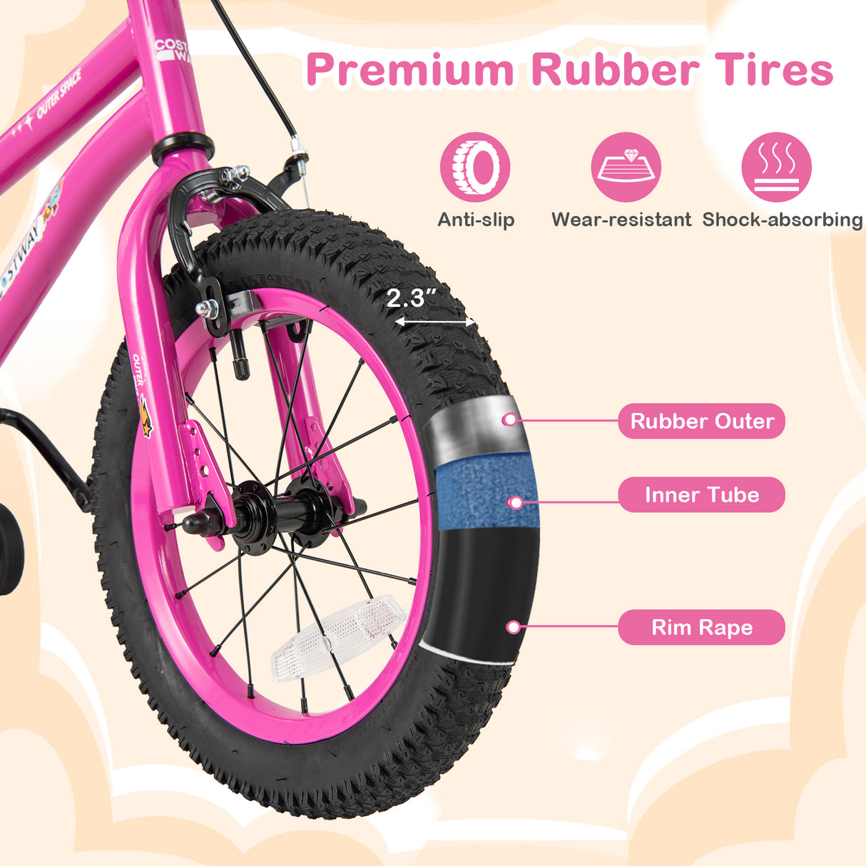 HONEY JOY 14 16 18 Inch Kid’s Bike Bicycle Removable Training Wheels for 3-8 Years