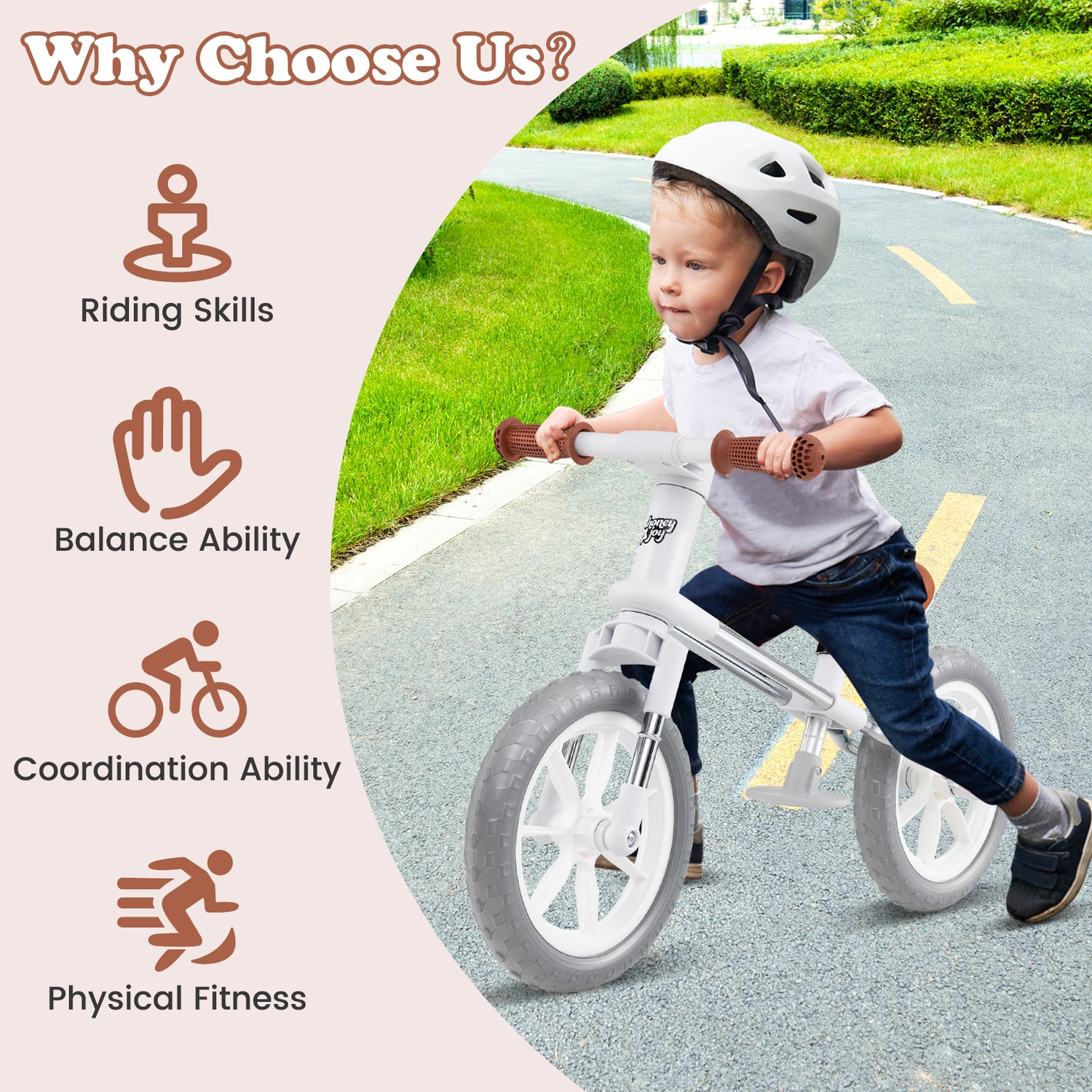 30 CM Balance Bike, 2 Wheels Children's Bicycle with Adjustable Seat