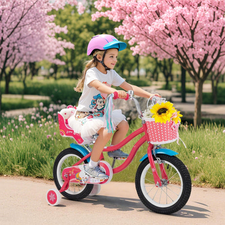 HONEY JOY 14"/16" Kids Bike Ride On Bicycle Training Wheels w/Basket 3-5 Years