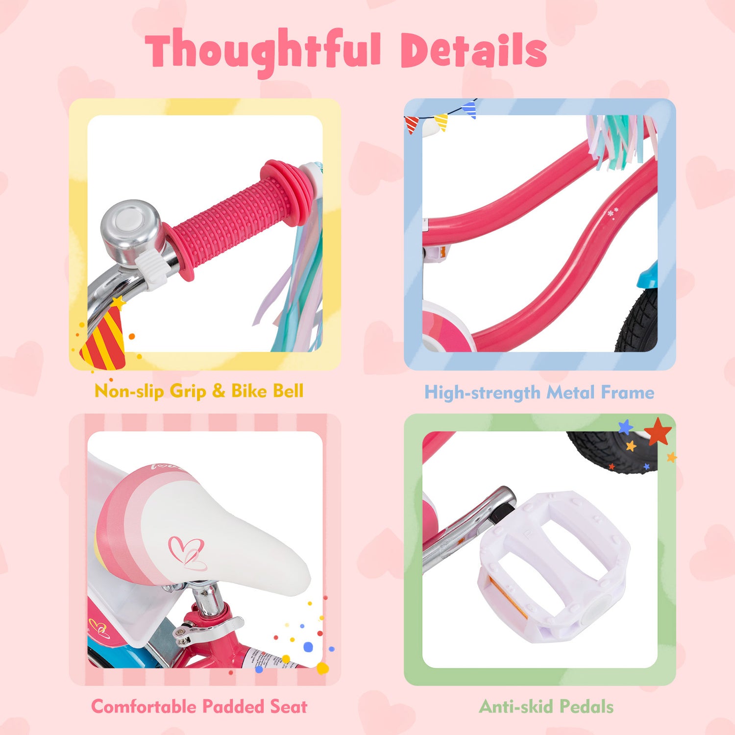 HONEY JOY 14"/16" Kids Bike Ride On Bicycle Training Wheels w/Basket 3-5 Years