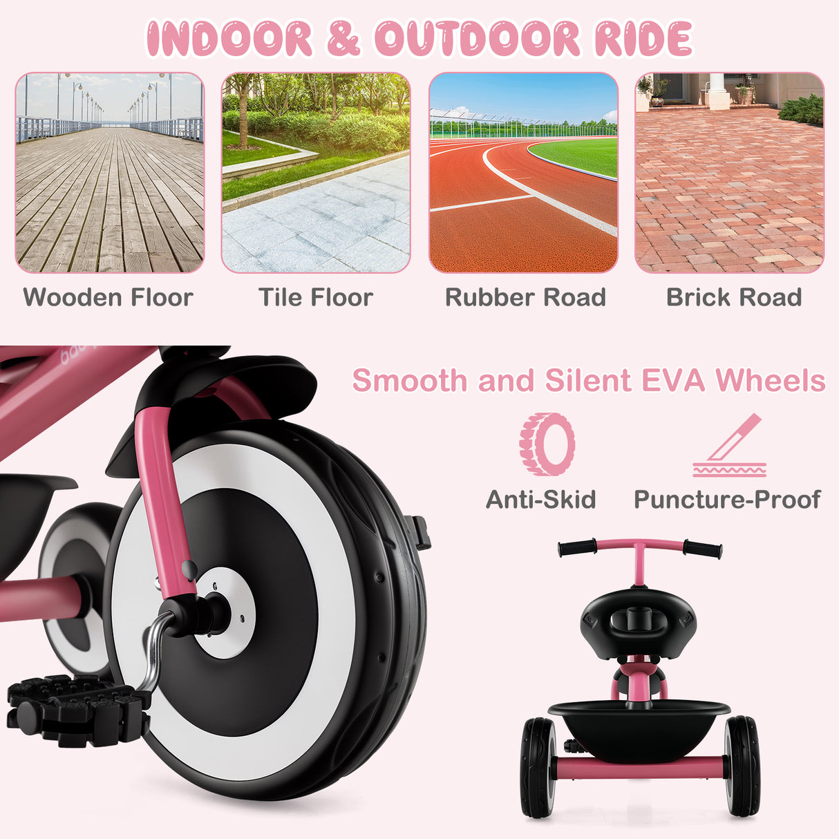 3-Wheel Toddler Bike with Heavy-Duty Carbon Steel Frame, Birthday Gift for Boys & Girls 1.5-5 Years Old