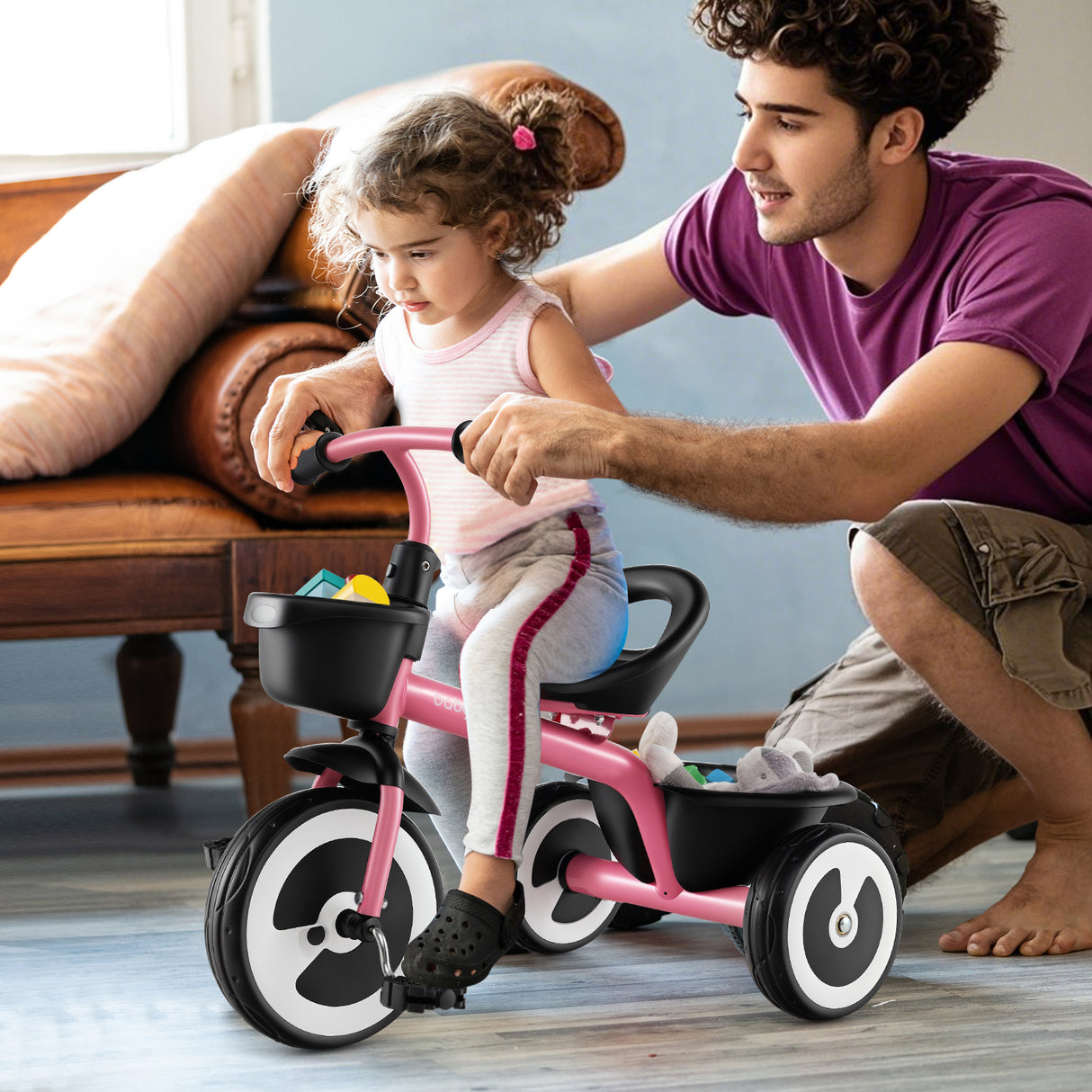 3-Wheel Toddler Bike with Heavy-Duty Carbon Steel Frame, Birthday Gift for Boys & Girls 1.5-5 Years Old