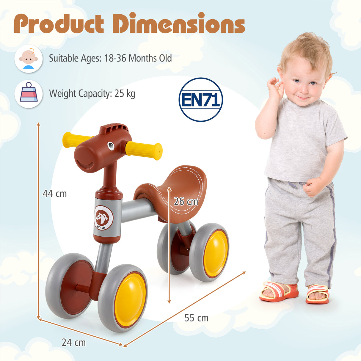 Baby Balance Bike, Toddler First Bike with PU Leather Seat and EVA Foam Wheels
