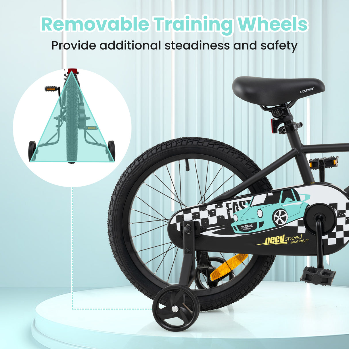 14/16/18-Inch Children Bicycle with Removable Training Wheels for 3-8 Years Old Boys and Girls