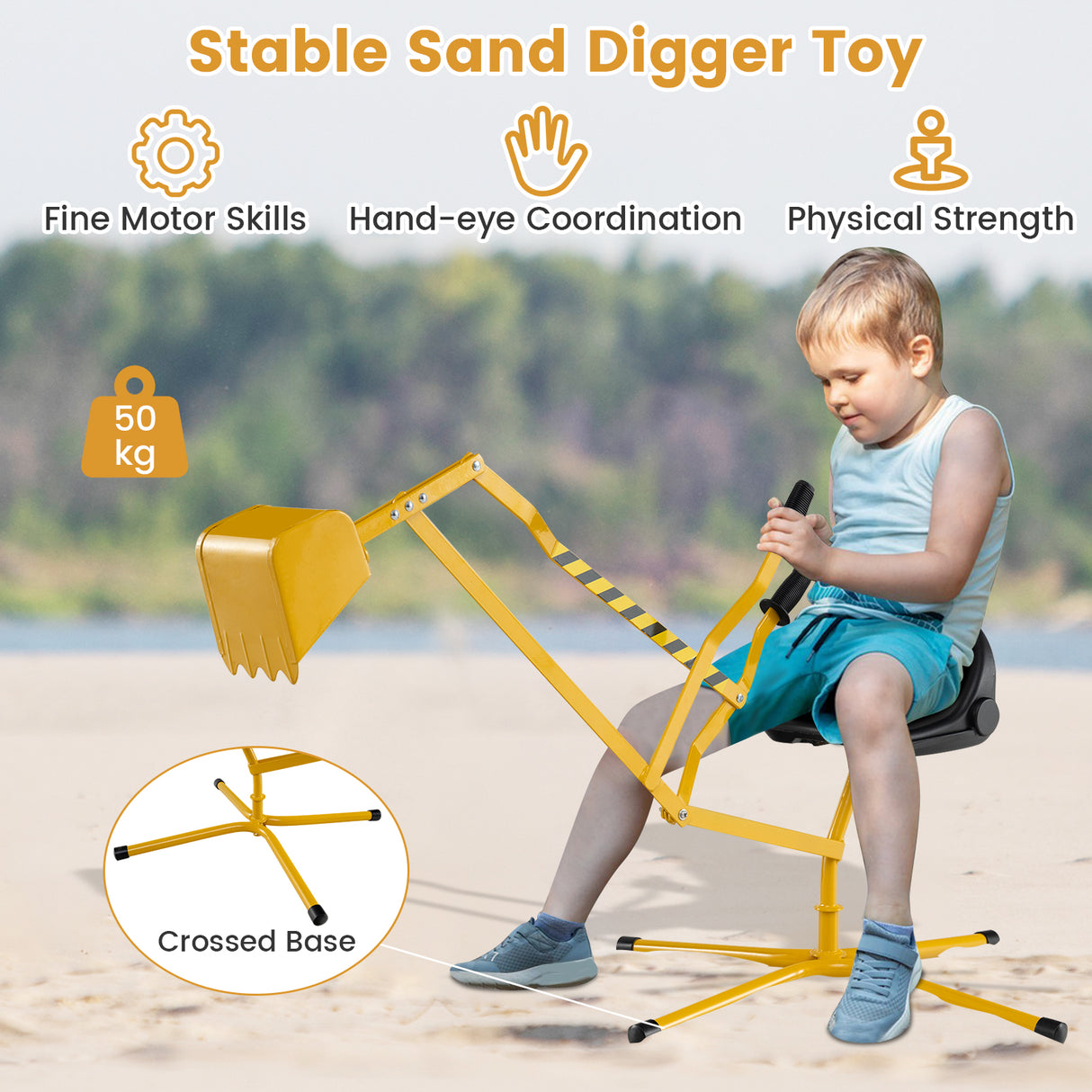Sandbox Toy Digger, Outdoor Construction Excavator for 3+ Years Old Boys and Girls