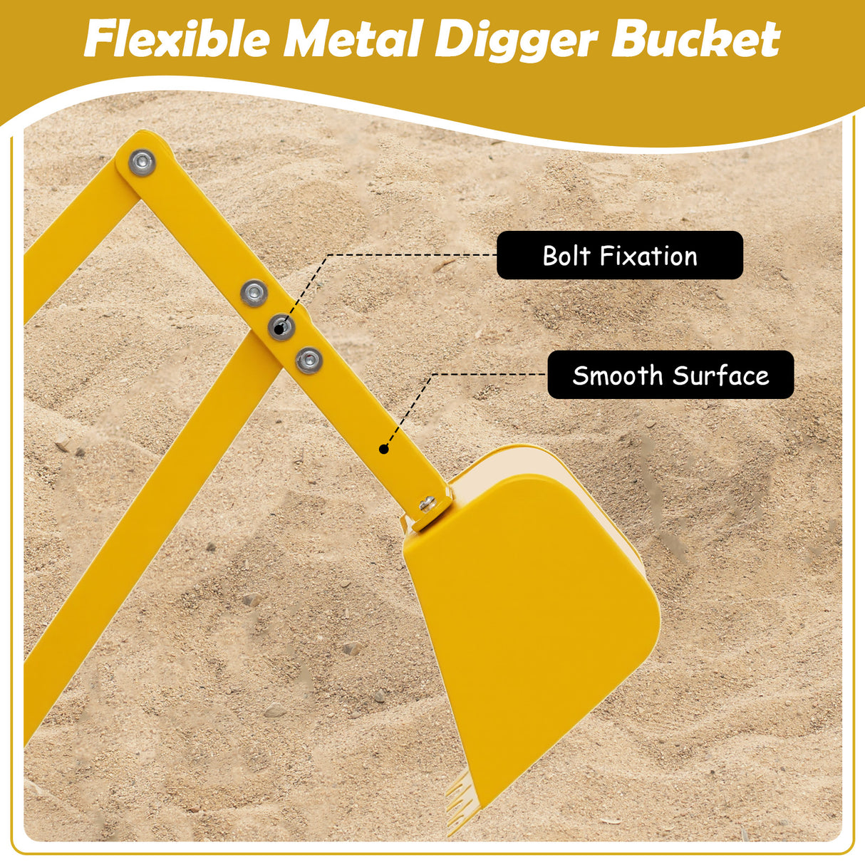 Sand Digger for Kids, Sandbox Toy Digger with 2-Handed Controls & Flexible Shovel