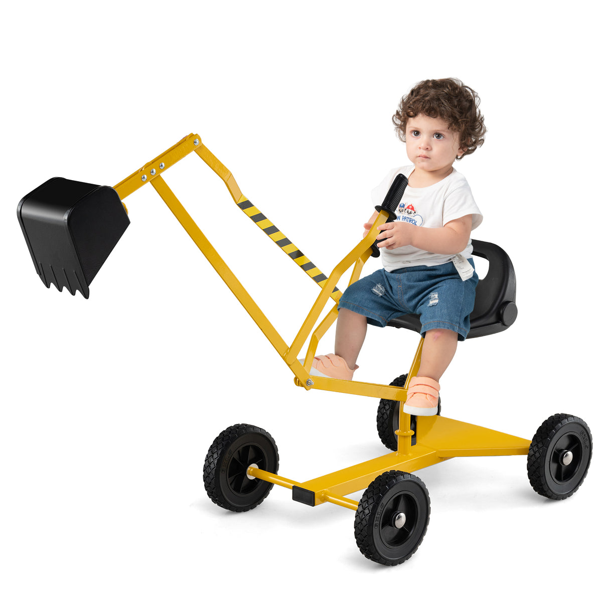 Sandbox Toy Digger w/ 2-Handed Controls & Flexible Shovel, 360° Rotatable Function & Ergonomic Backrest