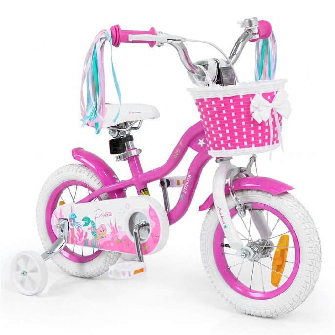 Mermaid Girls Bike with Adjustable Seat and Handlebar for Kids Aged 8+ Years Old