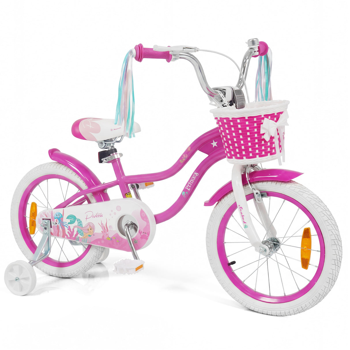 Mermaid Girls Bike with Adjustable Seat and Handlebar for Kids Aged 8+ Years Old