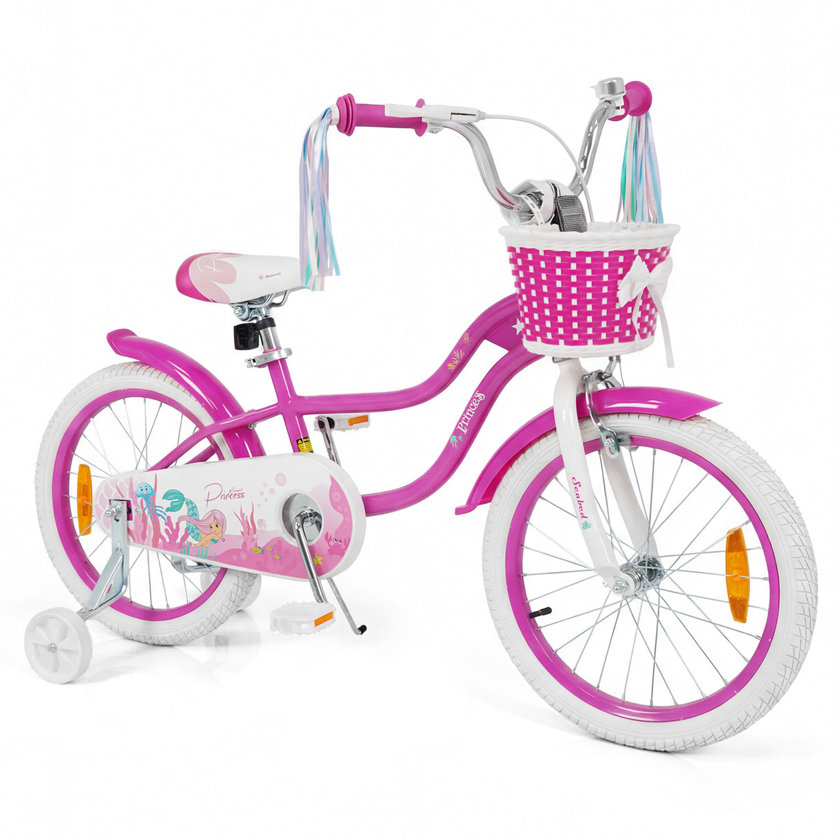 Mermaid Girls Bike with Adjustable Seat and Handlebar for Kids Aged 8+ Years Old