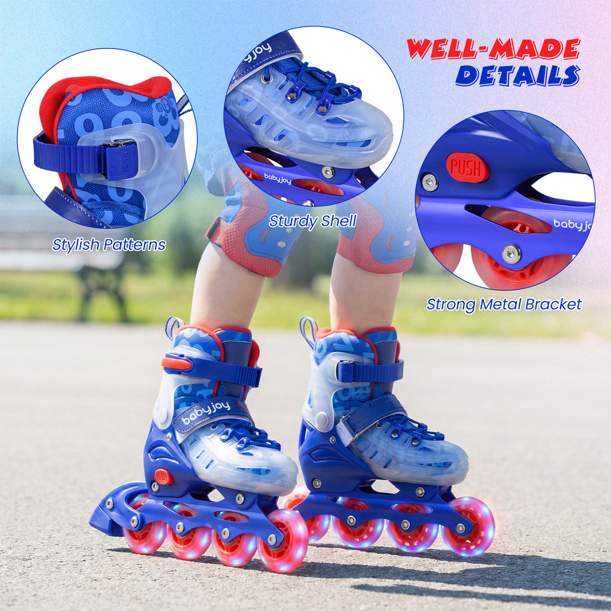 Kids Inline Skates with Light Up Wheels and Safety Protection for Beginners