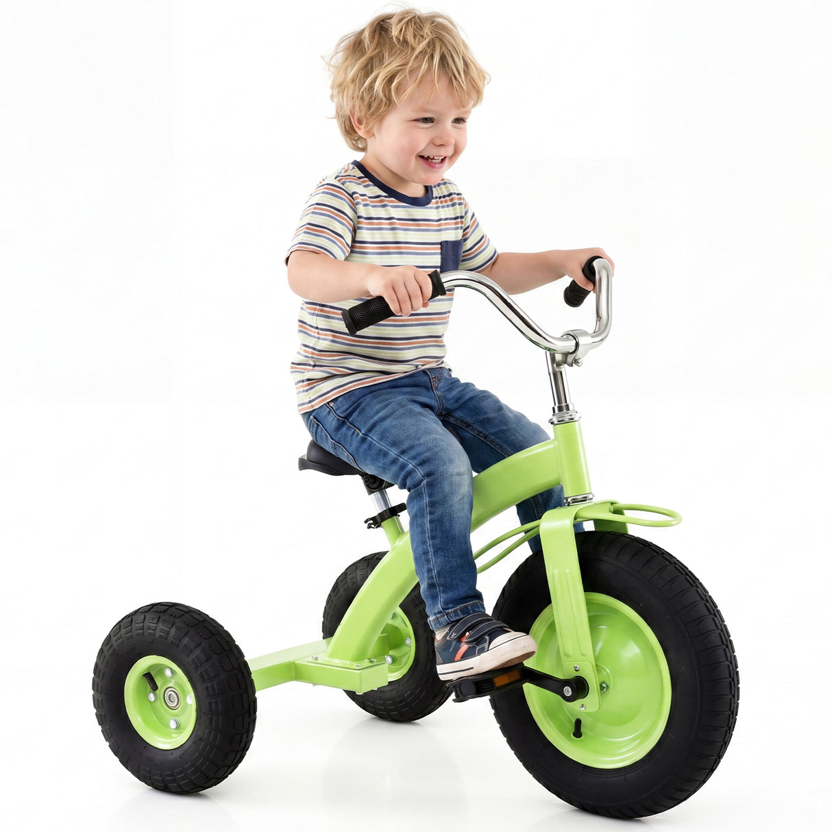 BABY JOY Kids Tricycle, 15-Inch Front Wheel Trike with Carbon Steel Frame, Inflatable Rubber Tires