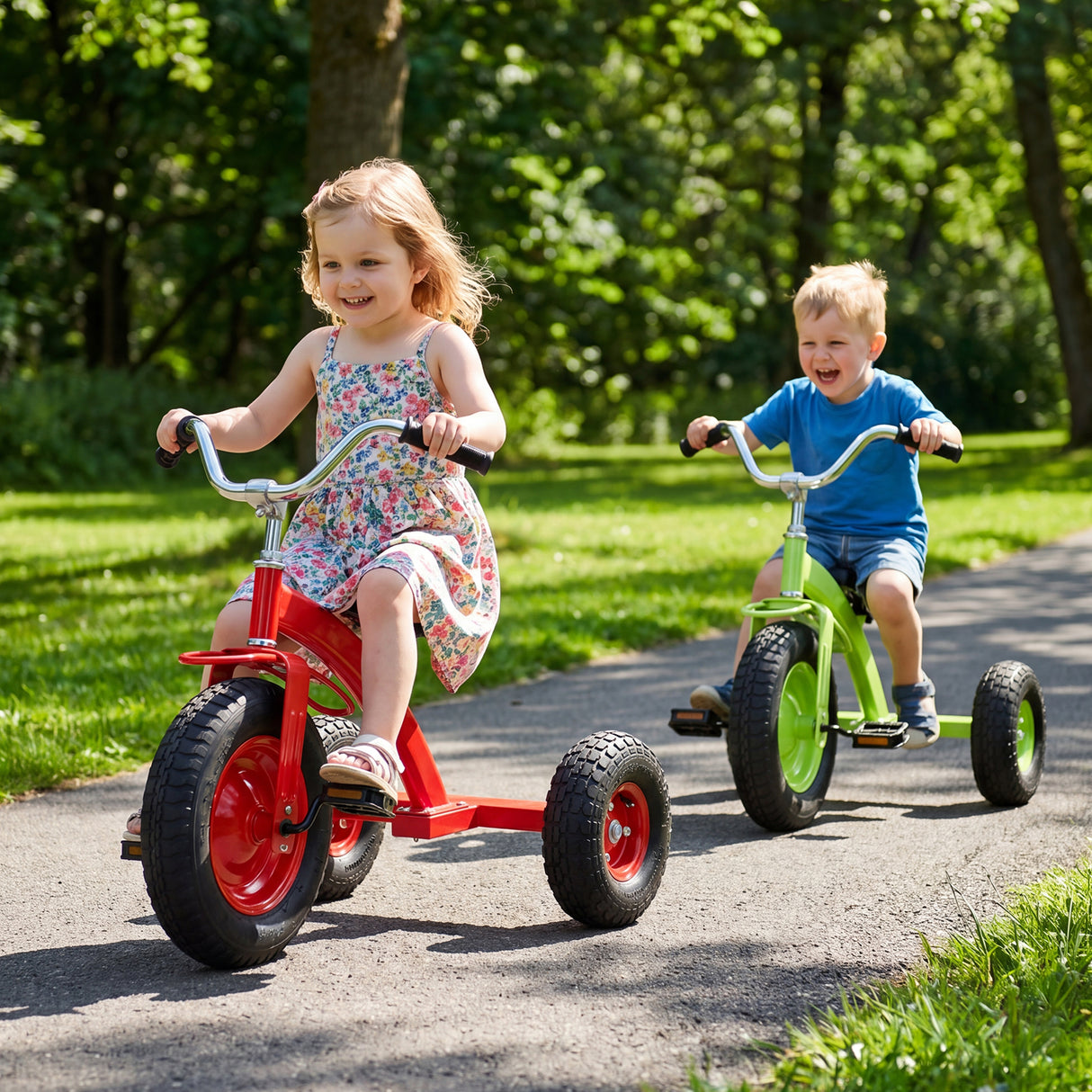 BABY JOY Kids Tricycle, 15-Inch Front Wheel Trike with Carbon Steel Frame, Inflatable Rubber Tires