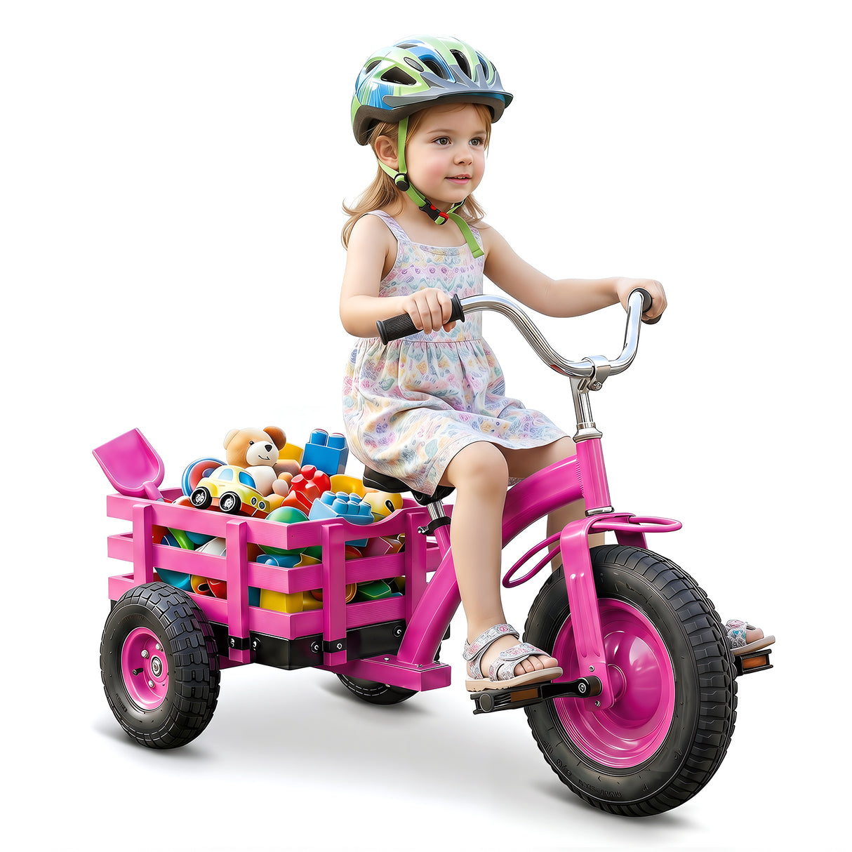 BABY JOY Kids Tricycle with Storage Basket, 15-Inch Front Wheel Trike w/ Carbon Steel Frame, Inflatable Rubber Tires