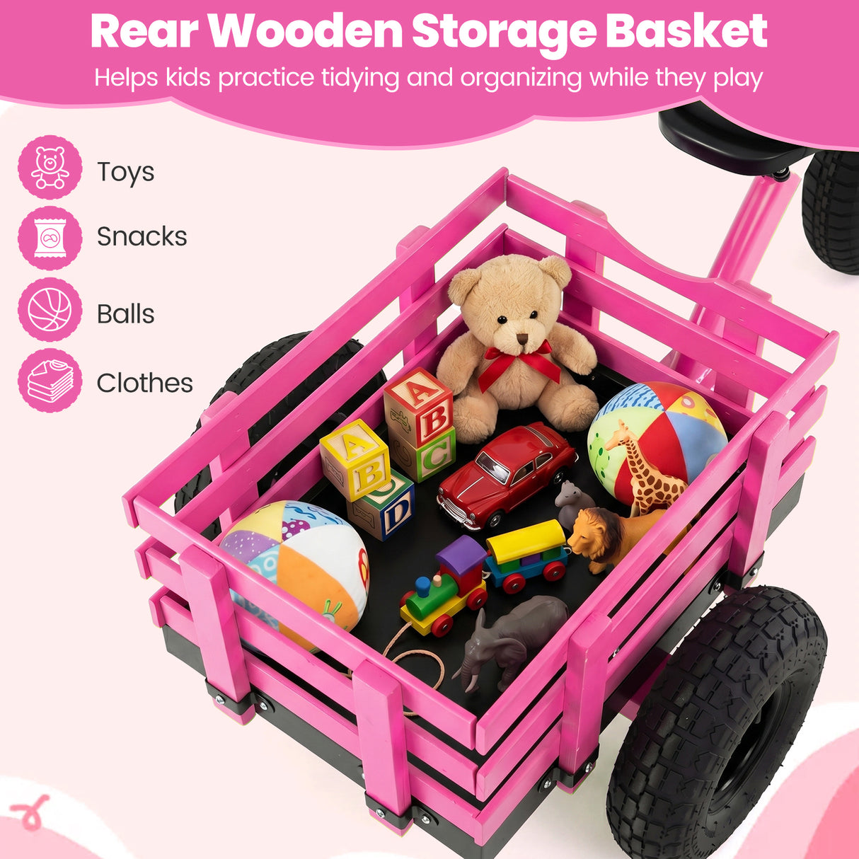 BABY JOY Kids Tricycle with Storage Basket, 15-Inch Front Wheel Trike w/ Carbon Steel Frame, Inflatable Rubber Tires