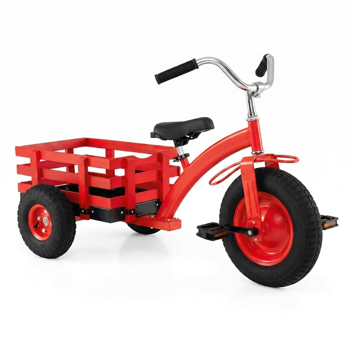 BABY JOY Kids Tricycle with Storage Basket, 15-Inch Front Wheel Trike w/ Carbon Steel Frame, Inflatable Rubber Tires