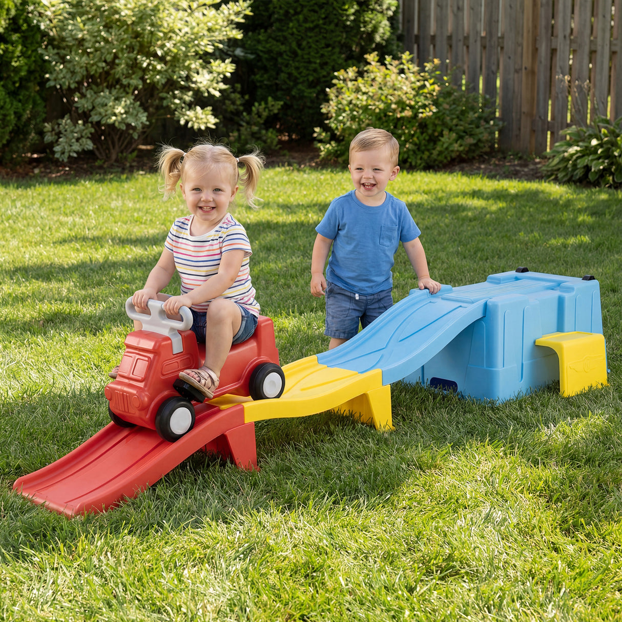Kids Ride on Toy with Storage Box and Downhill Race Tracks for Kids Aged 3+ Years Old