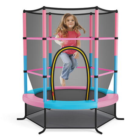 HONEY JOY 5.3FT Kids Trampoline, Toddler Trampoline w/Safe Enclosure Net, Accessories Bag, Jumping Pad