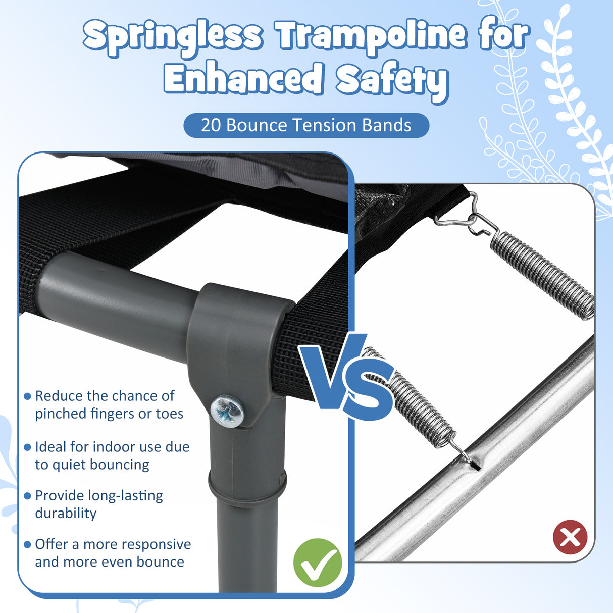 36" Mini Trampoline with 20 LED Lights, Foldable Trampoline for Kids