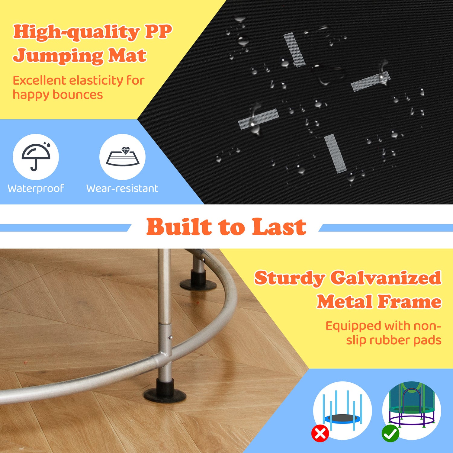 55" Kids Trampoline, Toddler Trampoline for 3-6 Years Old Boys & Girls