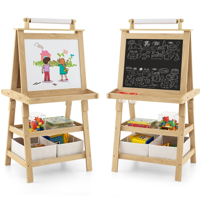 BABY JOY Kids Art Easel, 3 in 1 Double-Sided Standing Easel for Toddlers