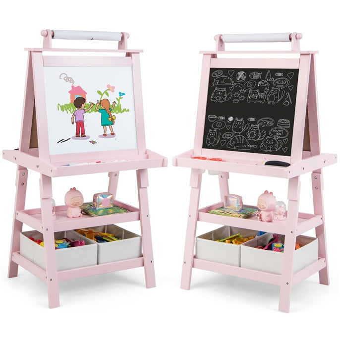 BABY JOY Kids Art Easel, 3 in 1 Double-Sided Standing Easel for Toddlers