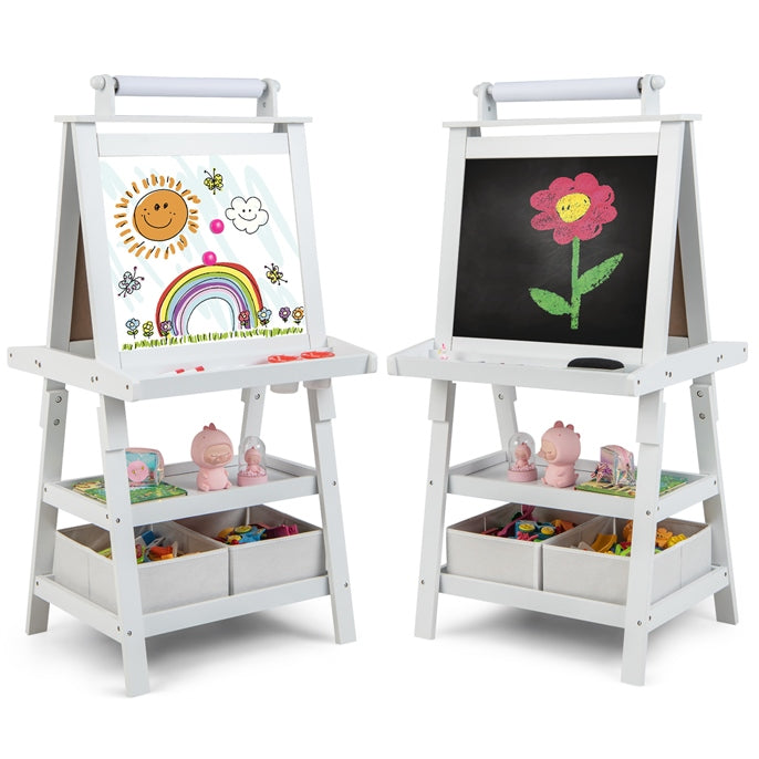BABY JOY Kids Art Easel, 3 in 1 Double-Sided Standing Easel for Toddlers