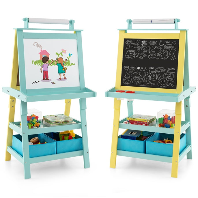 BABY JOY Kids Art Easel, 3 in 1 Double-Sided Standing Easel for Toddlers