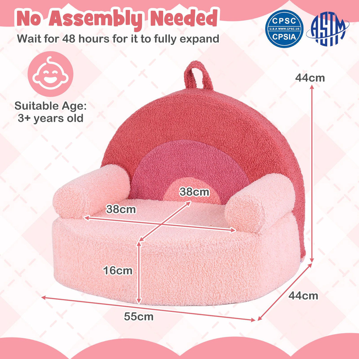 Toddler Foam Couch with Soft Fleece Fabric Cover and Cute Reading Chair