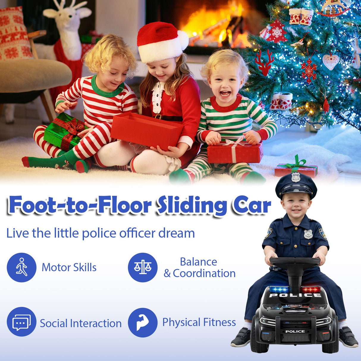 Toddler Sliding Car with Flashing Lights and Under-Seat Storage