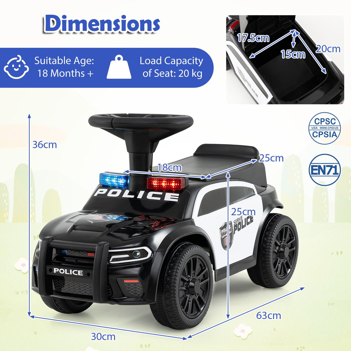 Toddler Sliding Car with Flashing Lights and Under-Seat Storage