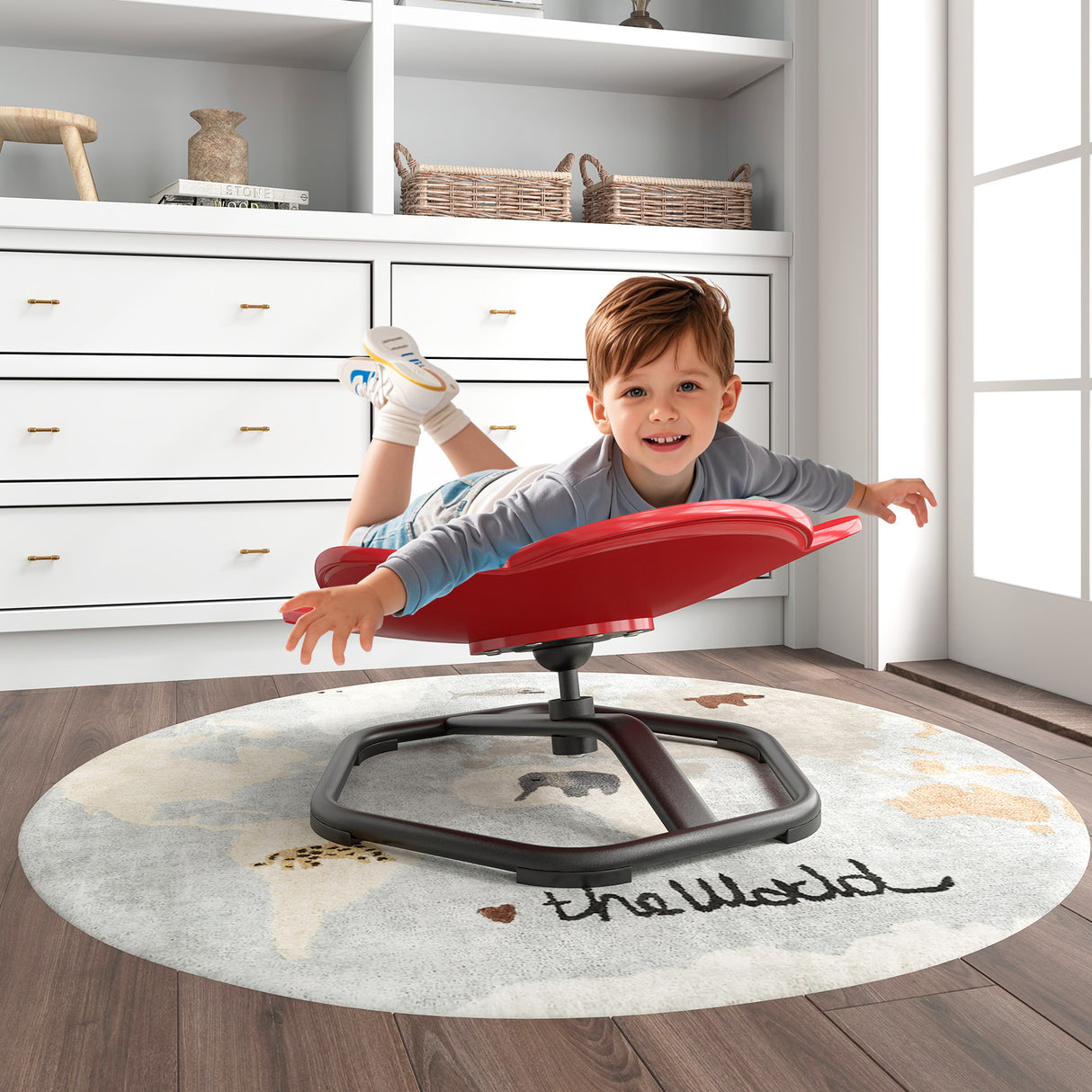 HONEY JOY Kids Sensory Swivel Chair, Elephant 360° Spinning Chair w/Non-Slip Metal Base for Children with Autism