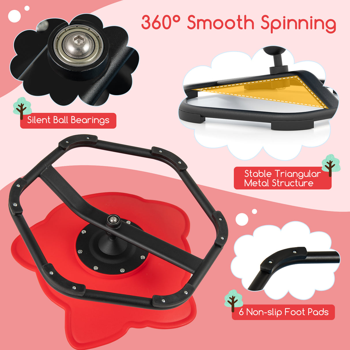 HONEY JOY Kids Sensory Swivel Chair, Elephant 360° Spinning Chair w/Non-Slip Metal Base for Children with Autism