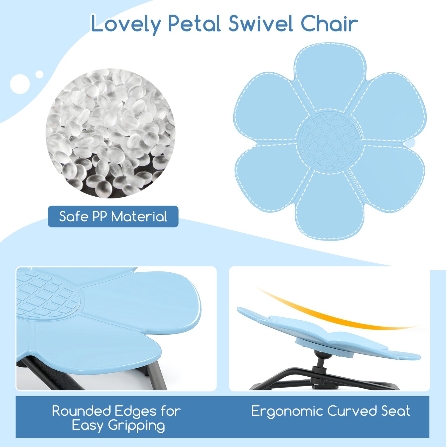 HONEY JOY Kids Sensory Swivel Chair, Petal 360° Spinning Chair w/Non-Slip Metal Base for Children with Autism