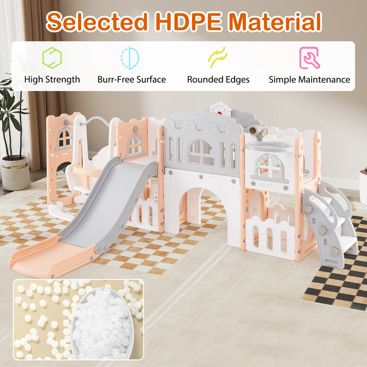 10 in 1 Toddler Swing and Slide Set, Baby Indoor Playground for Ages 1+ Years Old