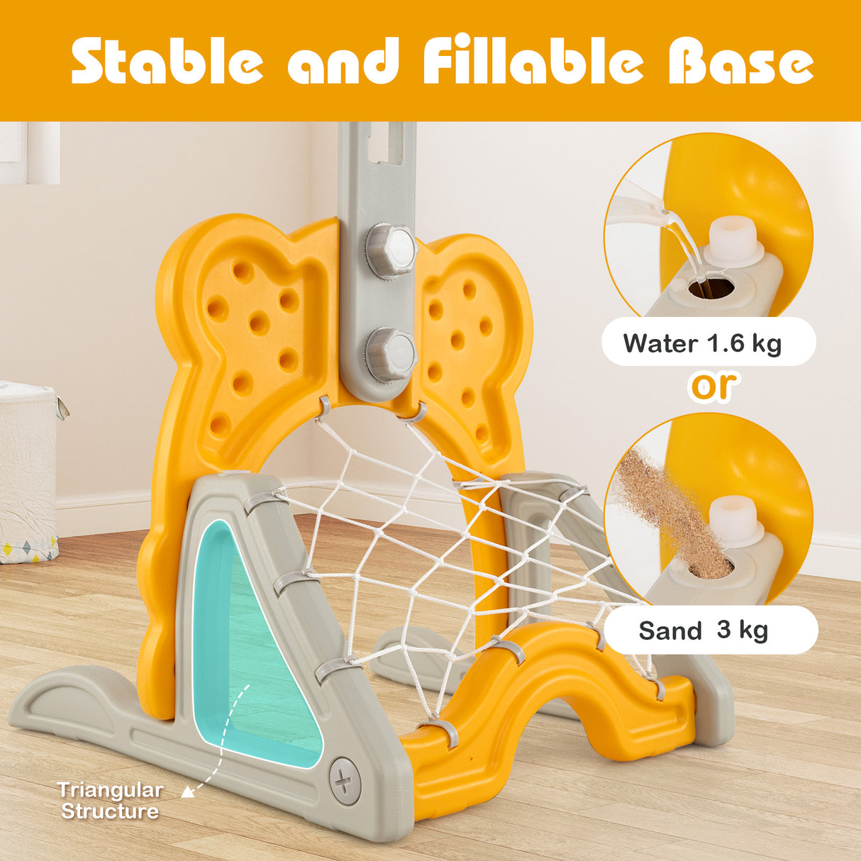 Toddler Basketball Hoop, 4-in-1 Kids Activity Center with Rim, Soccer Goal, Golf, Ring Toss