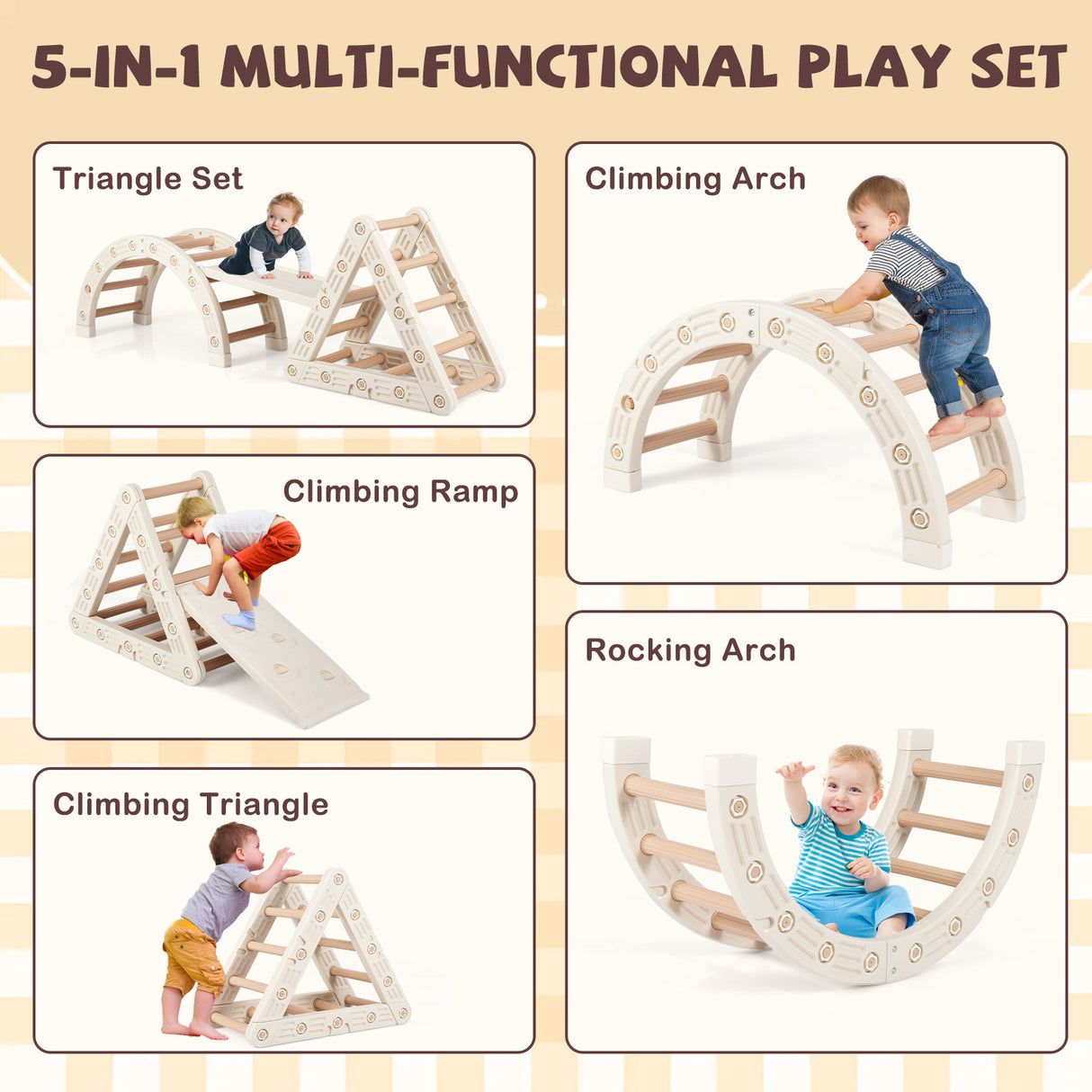5-In-1 Montessori Climbing Toys with Double-Sided Ladder