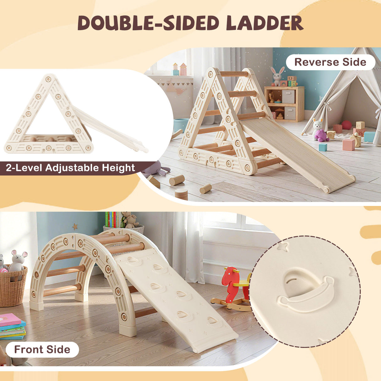 5-In-1 Montessori Climbing Toys with Double-Sided Ladder